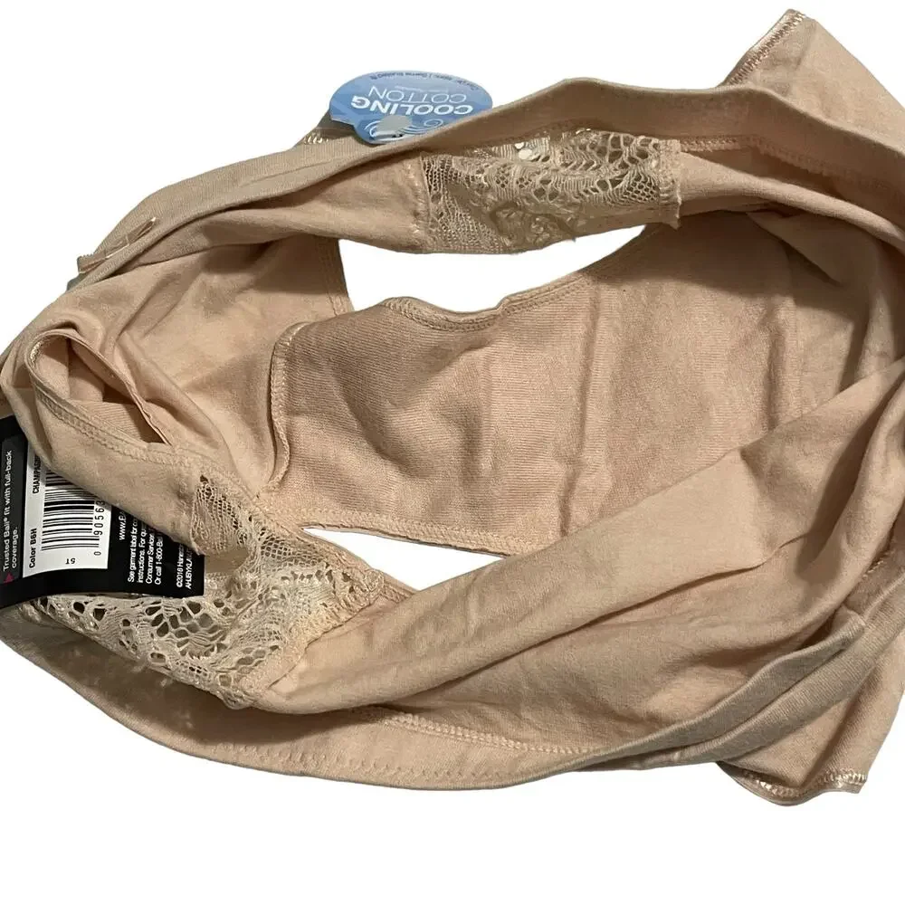 Bali Comfort Revolution Lace Desire Underwear Panty Size M/6 Hi Cut DFCD62 Tan